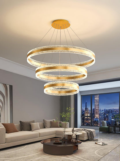 Sleek Modern Circle LED Chandelier with Dimmable Light & Energy Effici