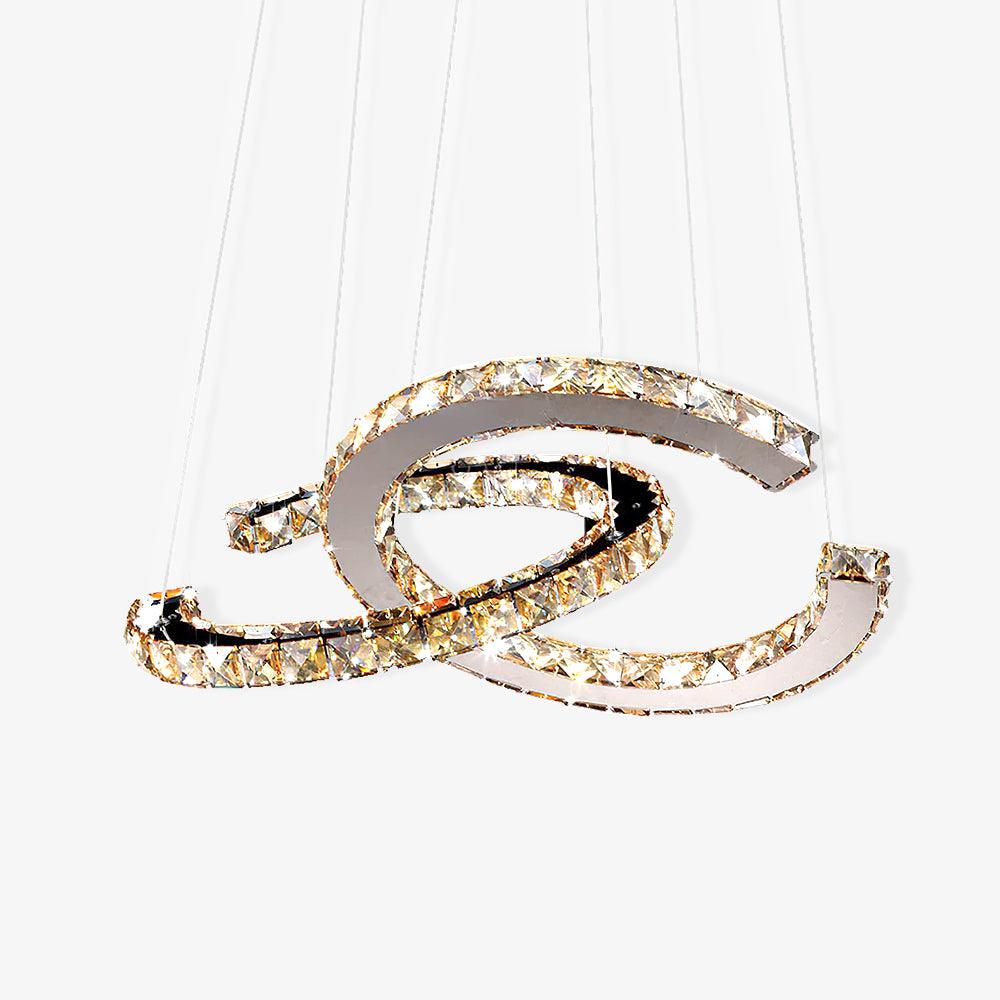 Elegant Double C Crystal Chandelier with Adjustable Height & LED Compa