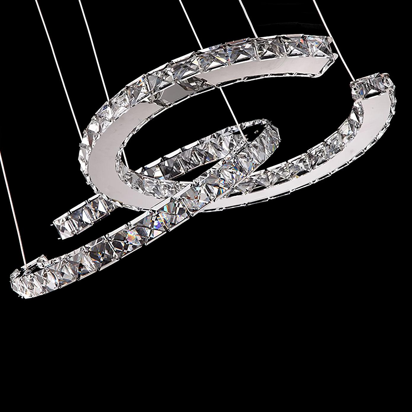 Elegant Double C Crystal Chandelier with Adjustable Height & LED Compa