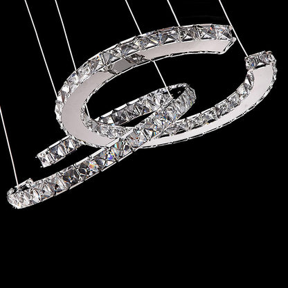 Elegant Double C Crystal Chandelier with Adjustable Height & LED Compa