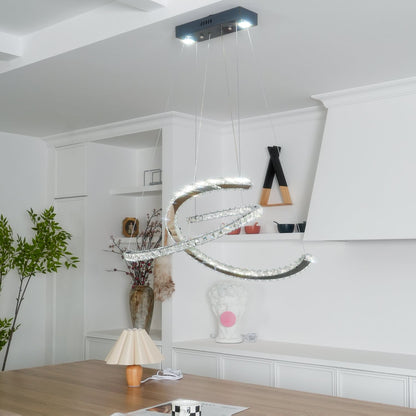 Elegant Double C Crystal Chandelier with Adjustable Height & LED Compa