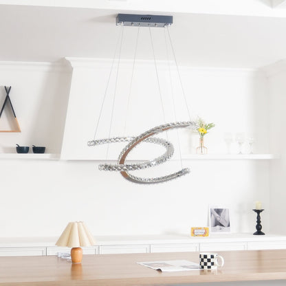 Elegant Double C Crystal Chandelier with Adjustable Height & LED Compa