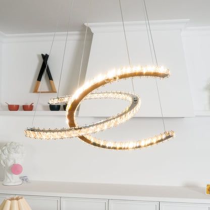 Elegant Double C Crystal Chandelier with Adjustable Height & LED Compa