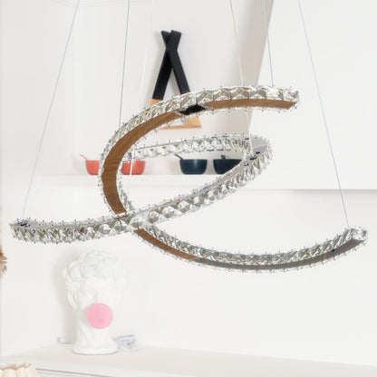 Elegant Double C Crystal Chandelier with Adjustable Height & LED Compa