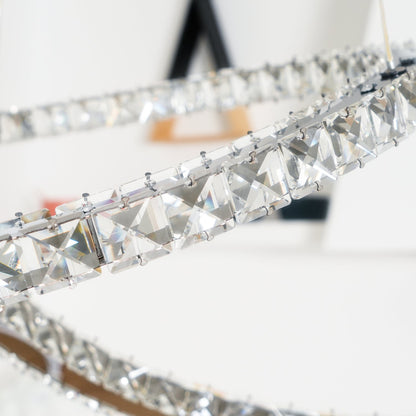 Elegant Double C Crystal Chandelier with Adjustable Height & LED Compa