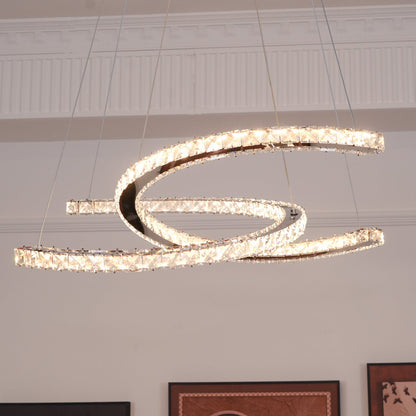Elegant Double C Crystal Chandelier with Adjustable Height & LED Compa