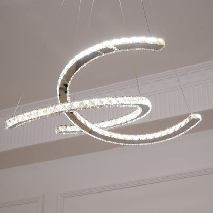 Elegant Double C Crystal Chandelier with Adjustable Height & LED Compa