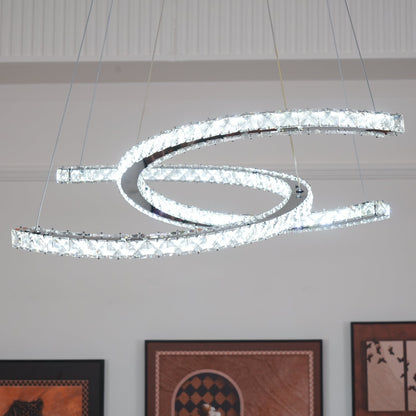 Elegant Double C Crystal Chandelier with Adjustable Height & LED Compa