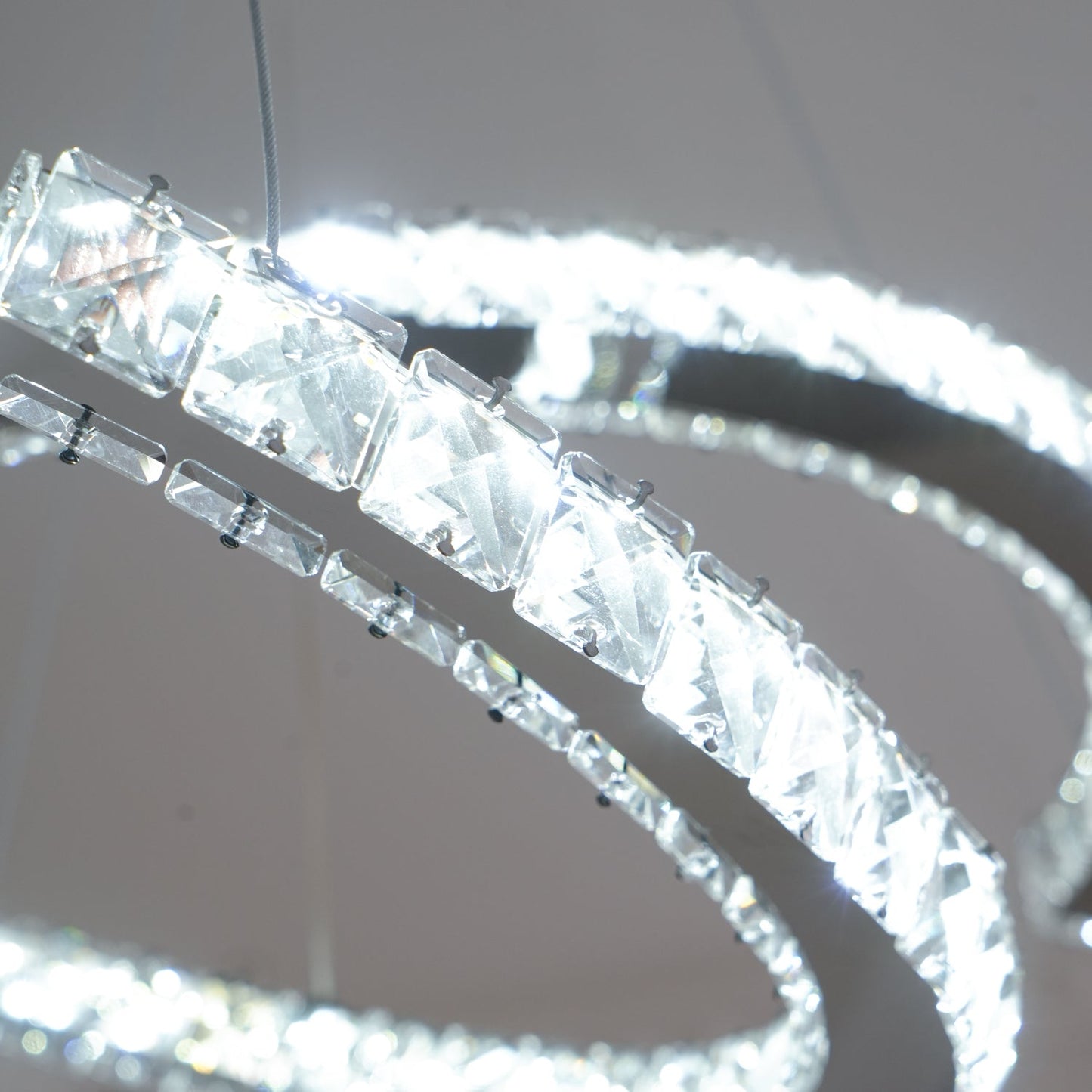 Elegant Double C Crystal Chandelier with Adjustable Height & LED Compa