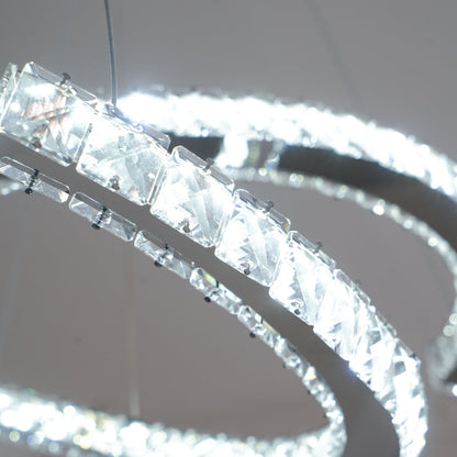 Elegant Double C Crystal Chandelier with Adjustable Height & LED Compa