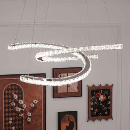 Elegant Double C Crystal Chandelier with Adjustable Height & LED Compa