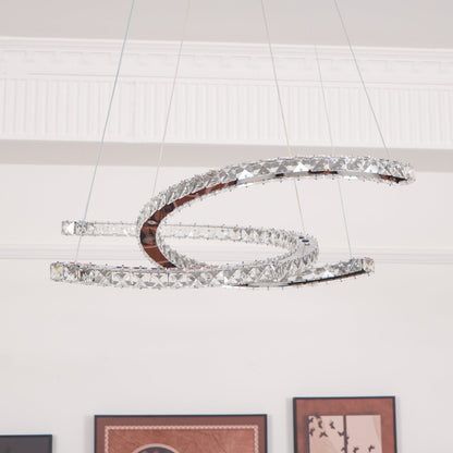 Elegant Double C Crystal Chandelier with Adjustable Height & LED Compa