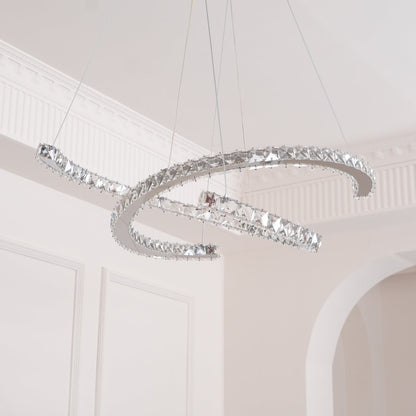 Elegant Double C Crystal Chandelier with Adjustable Height & LED Compa
