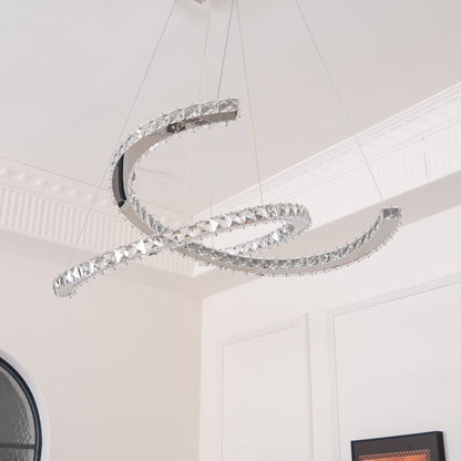 Elegant Double C Crystal Chandelier with Adjustable Height & LED Compa