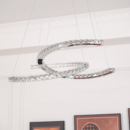 Elegant Double C Crystal Chandelier with Adjustable Height & LED Compa