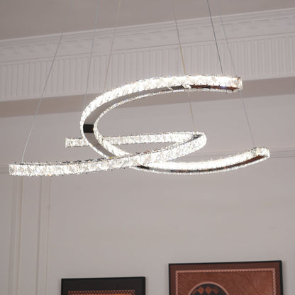 Elegant Double C Crystal Chandelier with Adjustable Height & LED Compa