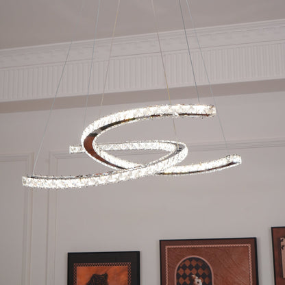 Elegant Double C Crystal Chandelier with Adjustable Height & LED Compa