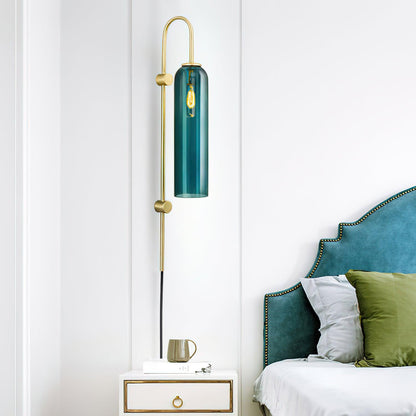 Sleek Glass Plug-In Wall Lamp with Adjustable Brightness & Easy Instal