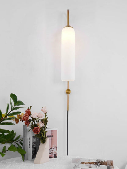 Sleek Glass Plug-In Wall Lamp with Adjustable Brightness & Easy Instal