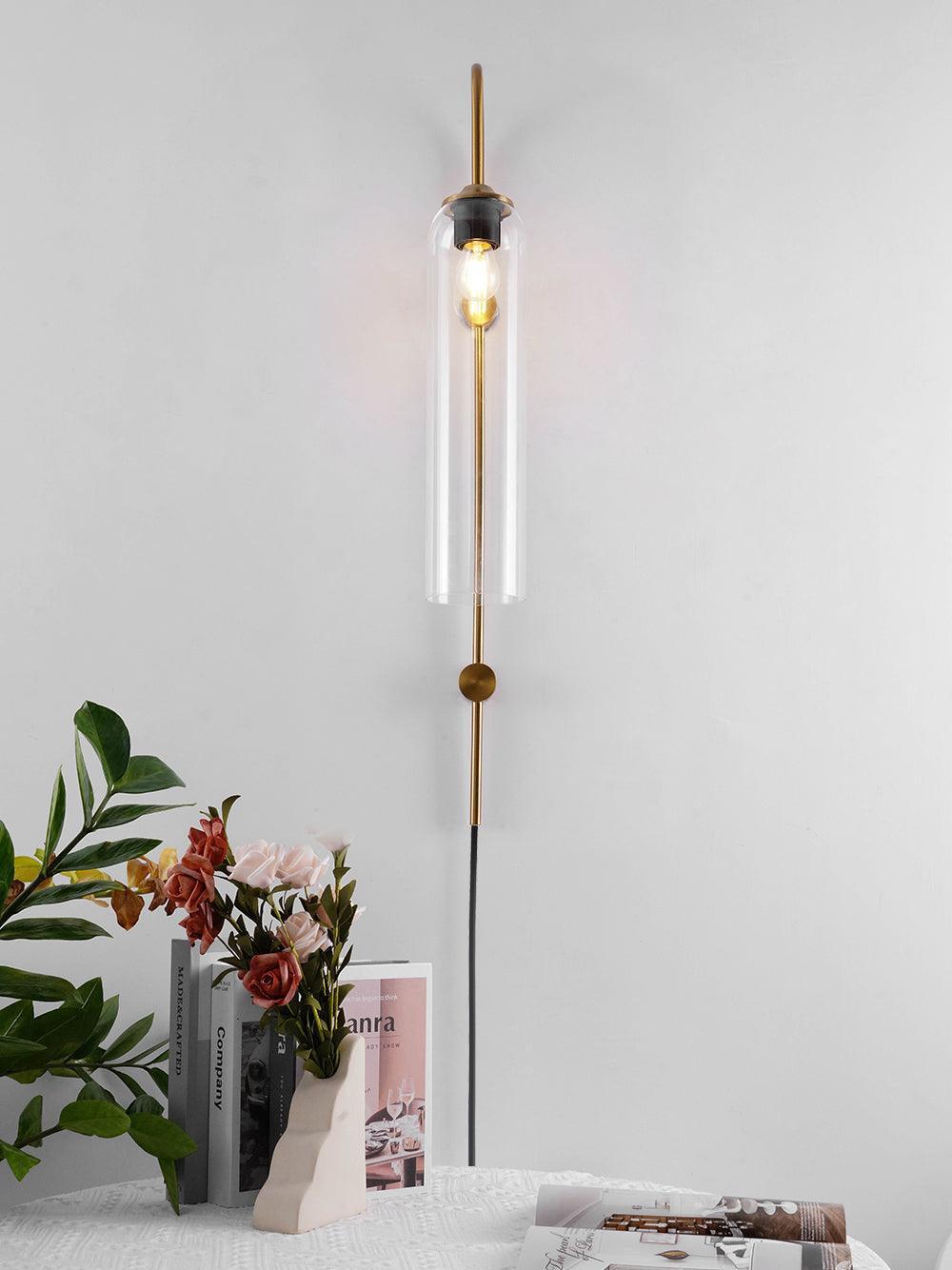 Sleek Glass Plug-In Wall Lamp with Adjustable Brightness & Easy Instal