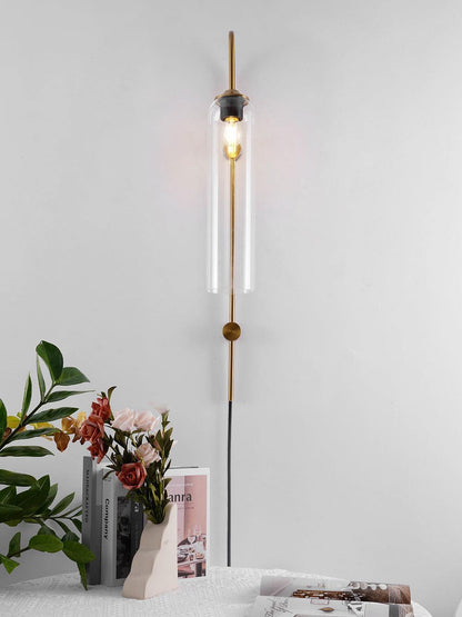 Sleek Glass Plug-In Wall Lamp with Adjustable Brightness & Easy Instal