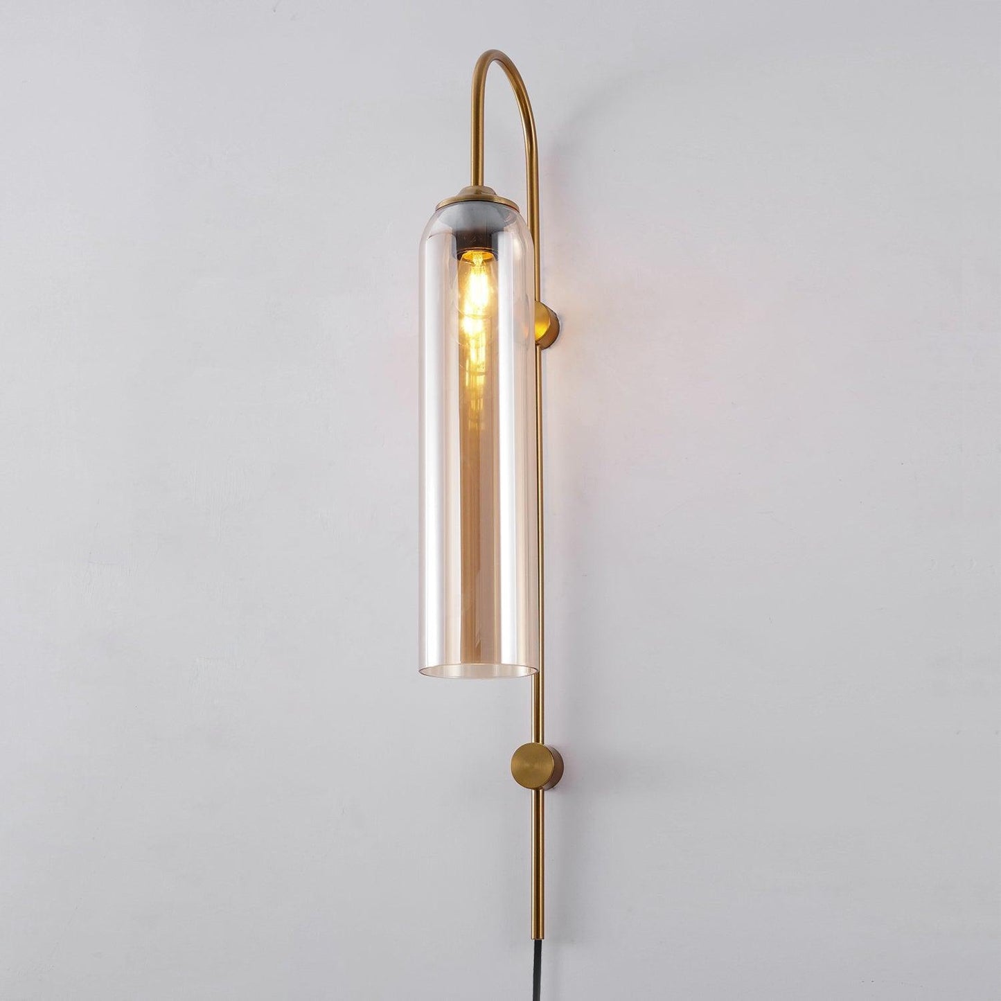 Sleek Glass Plug-In Wall Lamp with Adjustable Brightness & Easy Instal
