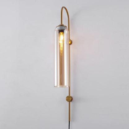 Sleek Glass Plug-In Wall Lamp with Adjustable Brightness & Easy Instal