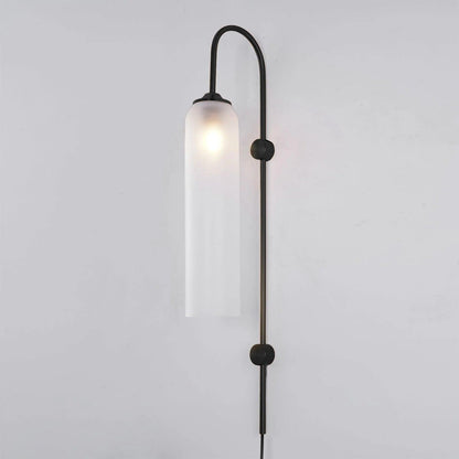 Sleek Glass Plug-In Wall Lamp with Adjustable Brightness & Easy Instal