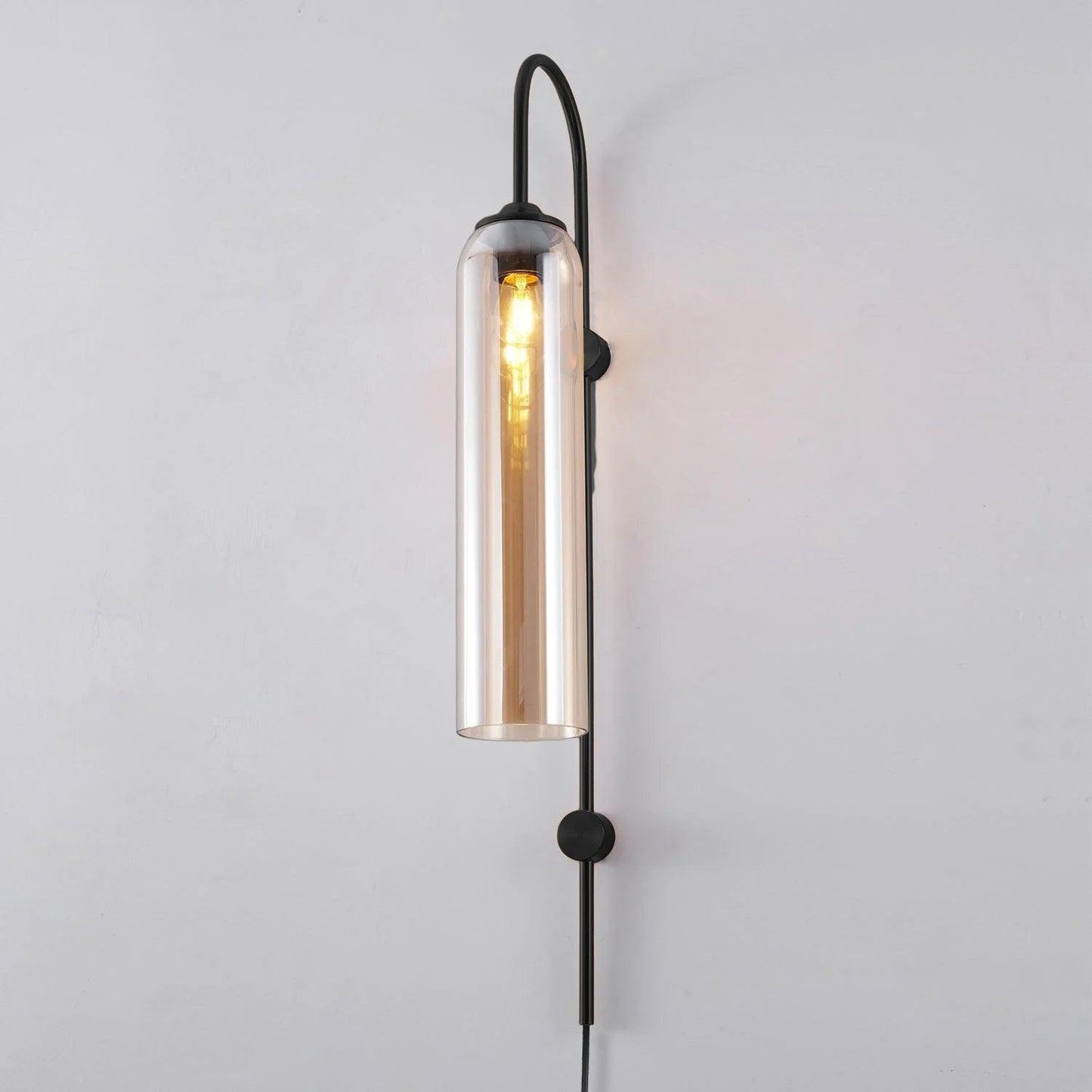 Sleek Glass Plug-In Wall Lamp with Adjustable Brightness & Easy Instal