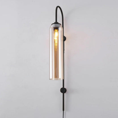 Sleek Glass Plug-In Wall Lamp with Adjustable Brightness & Easy Instal