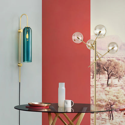 Sleek Glass Plug-In Wall Lamp with Adjustable Brightness & Easy Instal