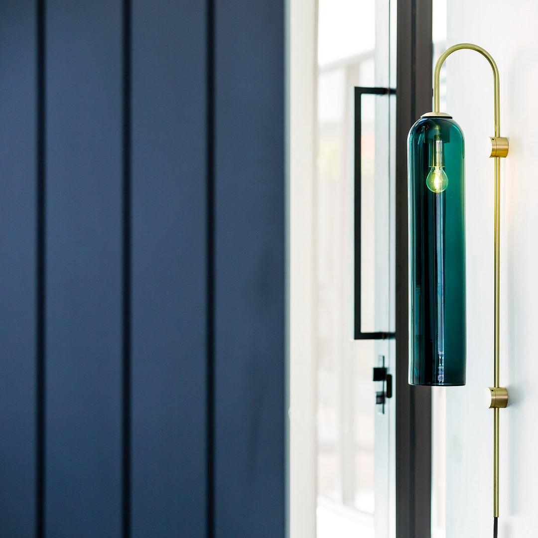 Sleek Glass Plug-In Wall Lamp with Adjustable Brightness & Easy Instal