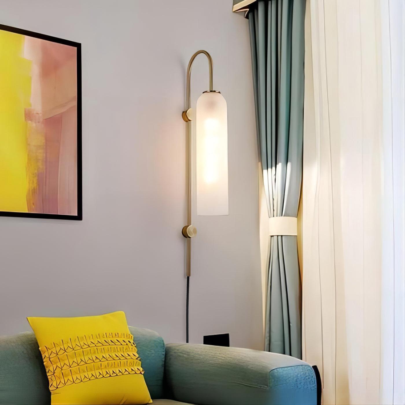 Sleek Glass Plug-In Wall Lamp with Adjustable Brightness & Easy Instal