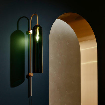 Sleek Glass Plug-In Wall Lamp with Adjustable Brightness & Easy Instal