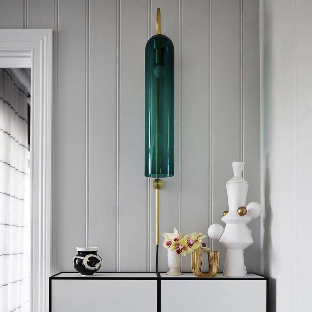 Sleek Glass Plug-In Wall Lamp with Adjustable Brightness & Easy Instal