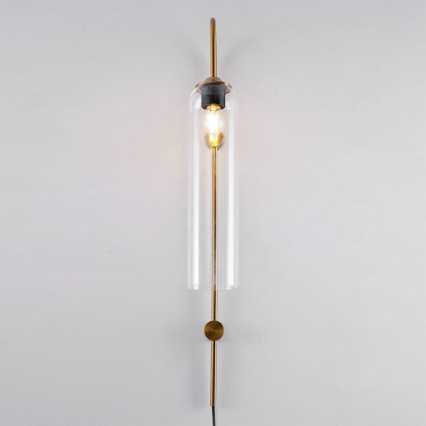 Sleek Glass Plug-In Wall Lamp with Adjustable Brightness & Easy Instal