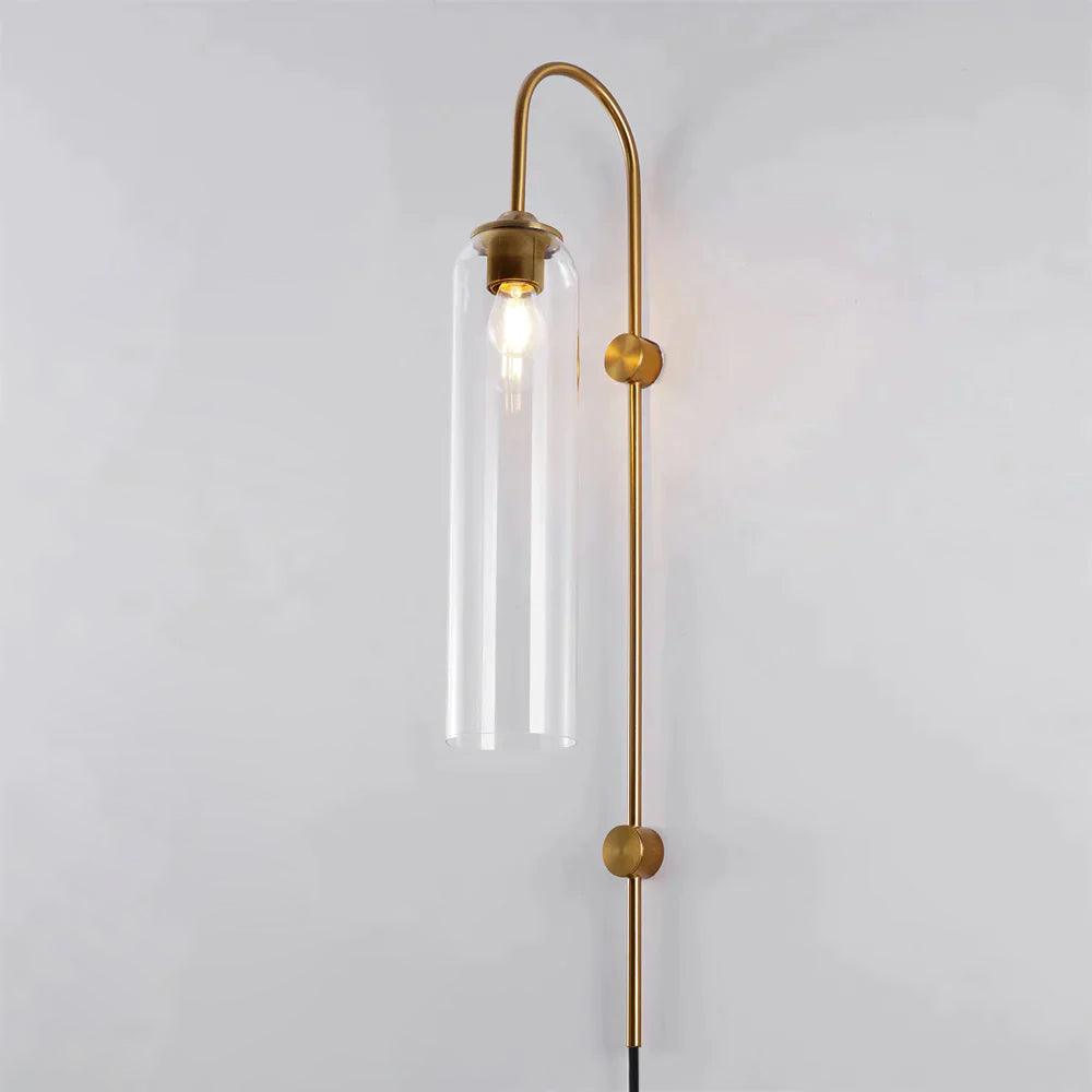 Sleek Glass Plug-In Wall Lamp with Adjustable Brightness & Easy Instal