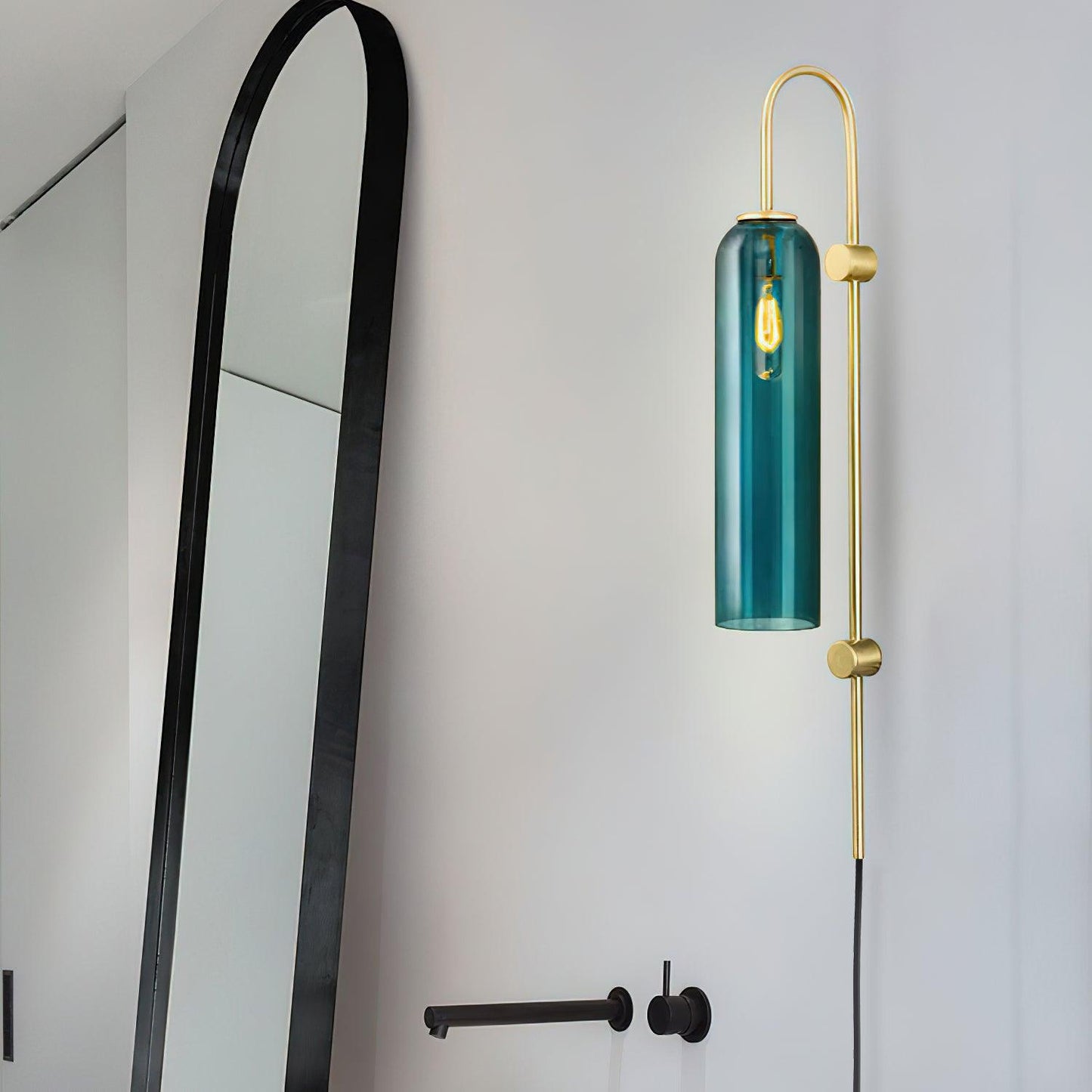 Sleek Glass Plug-In Wall Lamp with Adjustable Brightness & Easy Instal