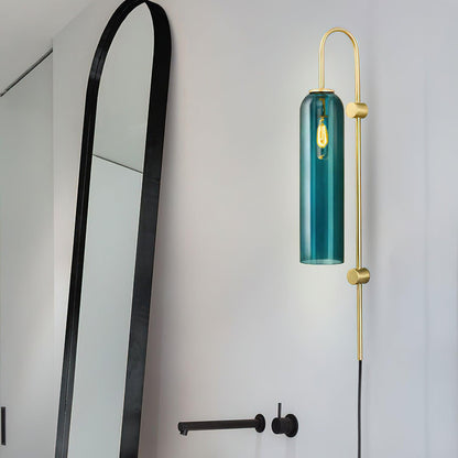 Sleek Glass Plug-In Wall Lamp with Adjustable Brightness & Easy Instal