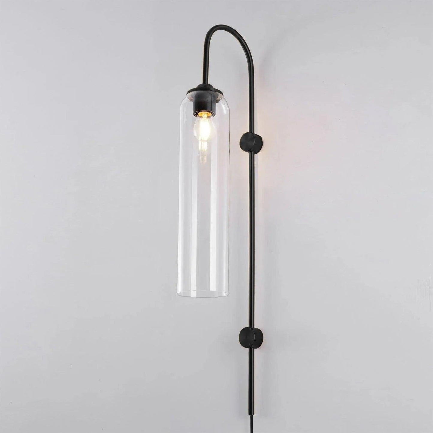 Sleek Glass Plug-In Wall Lamp with Adjustable Brightness & Easy Instal