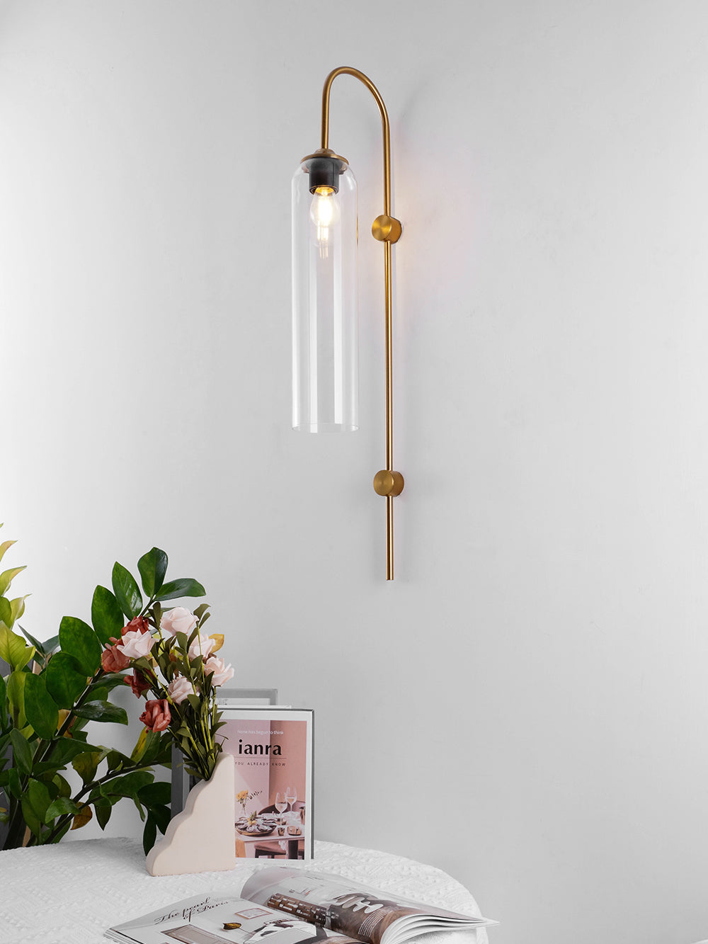 Sleek Modern Glass Wall Lamp with Adjustable Brightness & Energy Effic
