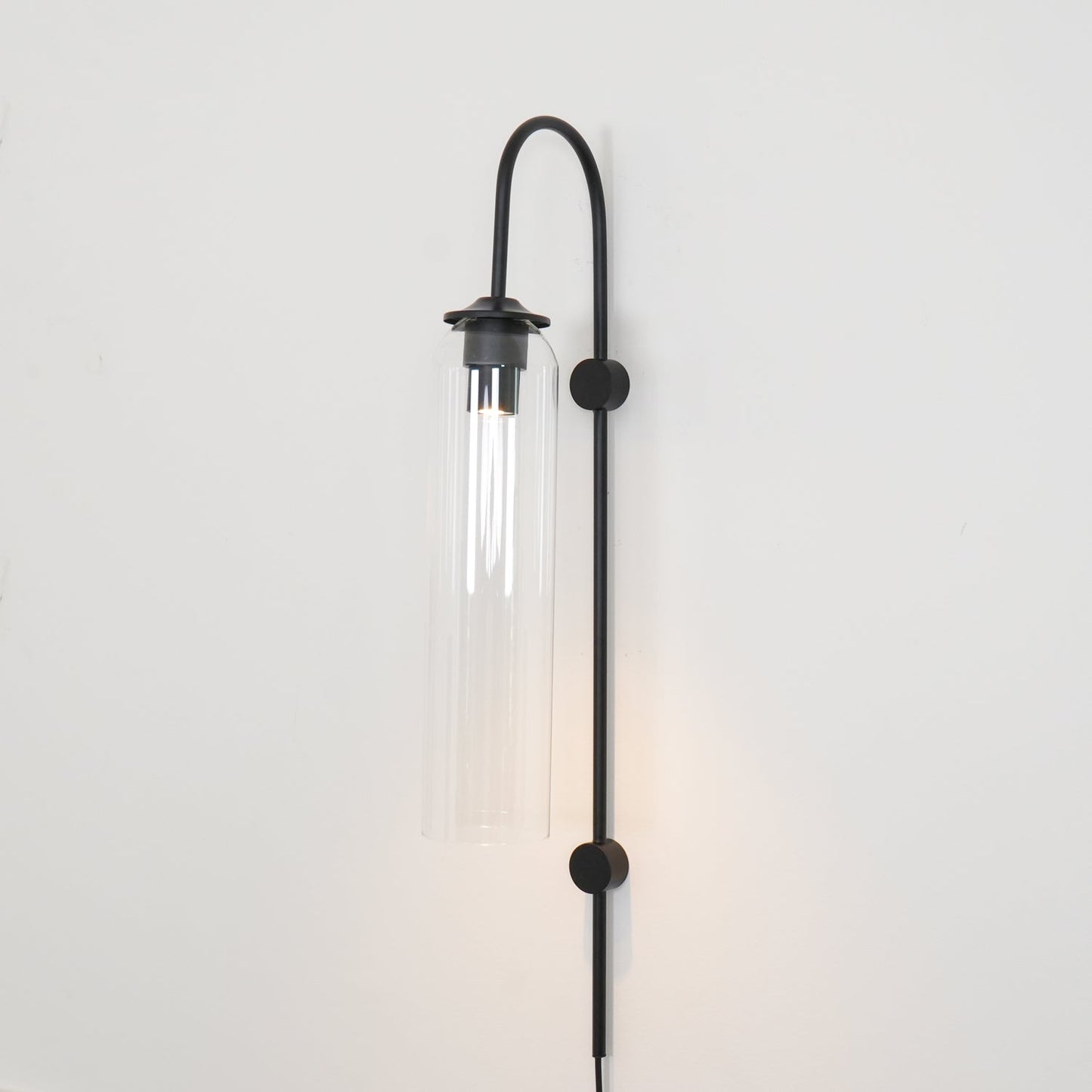 Sleek Glass Plug-In Wall Lamp with Adjustable Brightness & Easy Instal