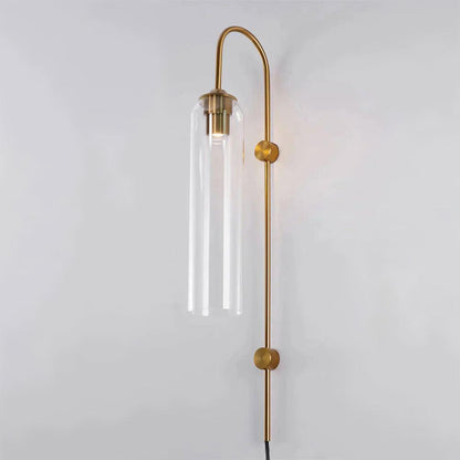 Sleek Glass Plug-In Wall Lamp with Adjustable Brightness & Easy Instal