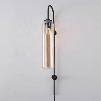 Sleek Glass Plug-In Wall Lamp with Adjustable Brightness & Easy Instal