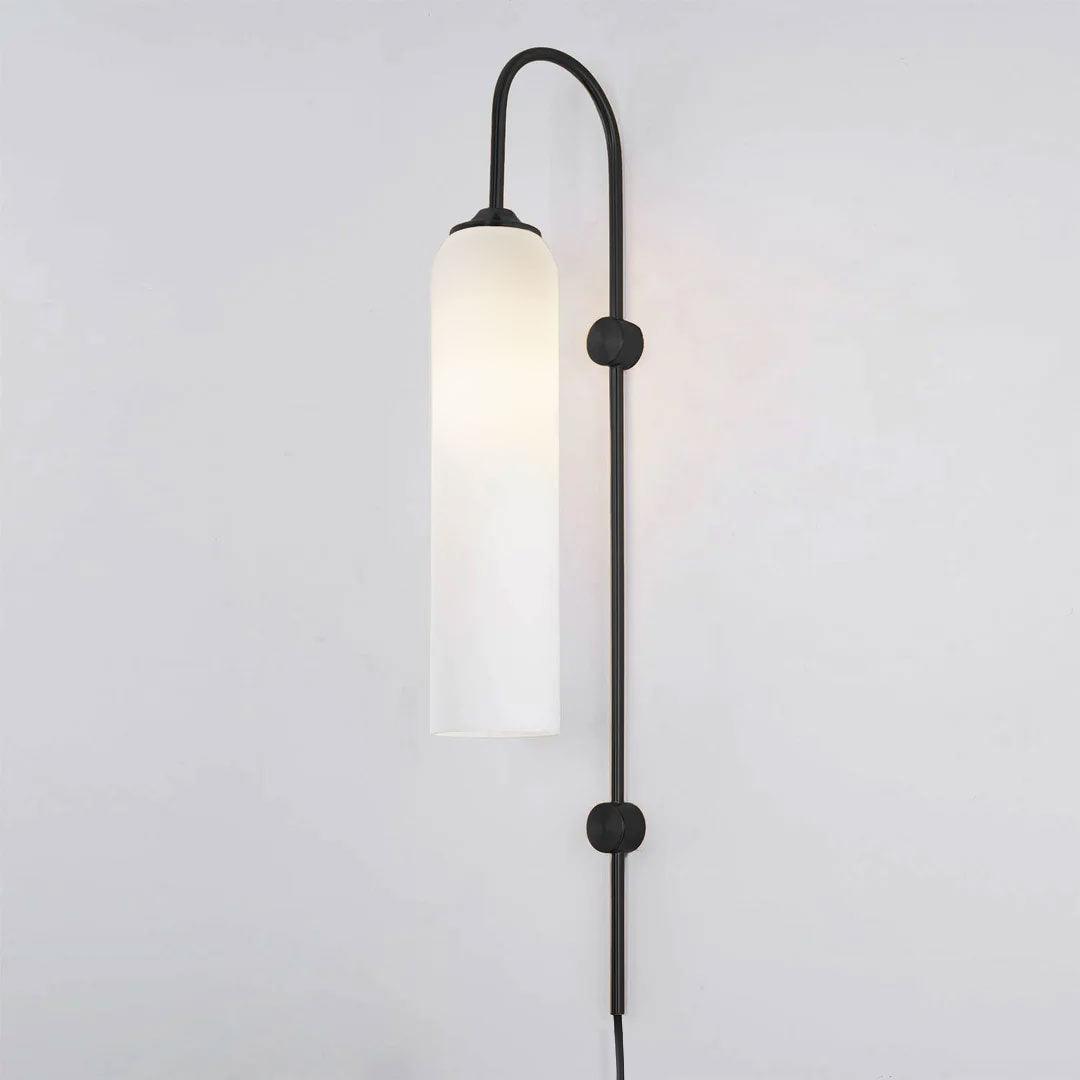 Sleek Glass Plug-In Wall Lamp with Adjustable Brightness & Easy Instal