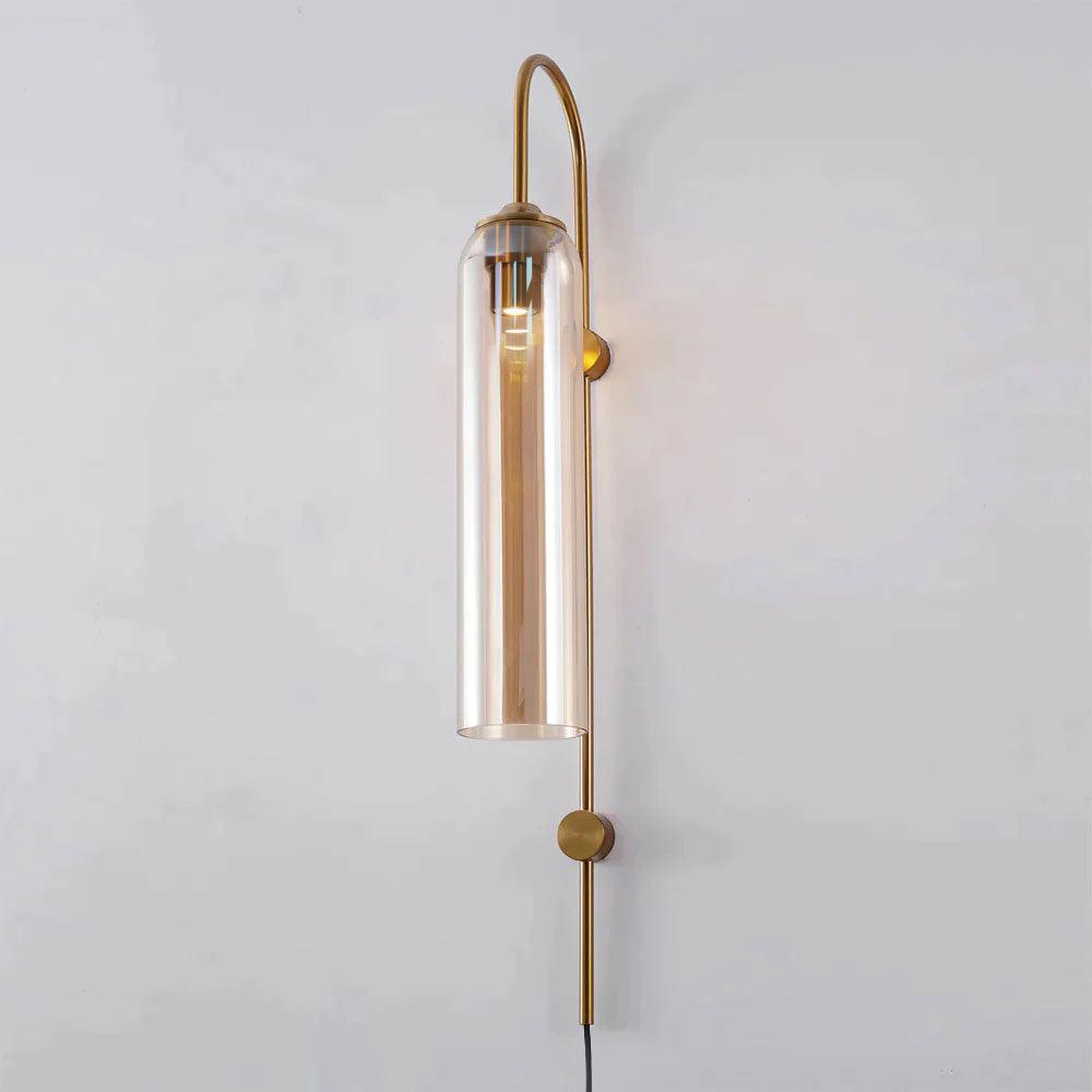 Sleek Glass Plug-In Wall Lamp with Adjustable Brightness & Easy Instal