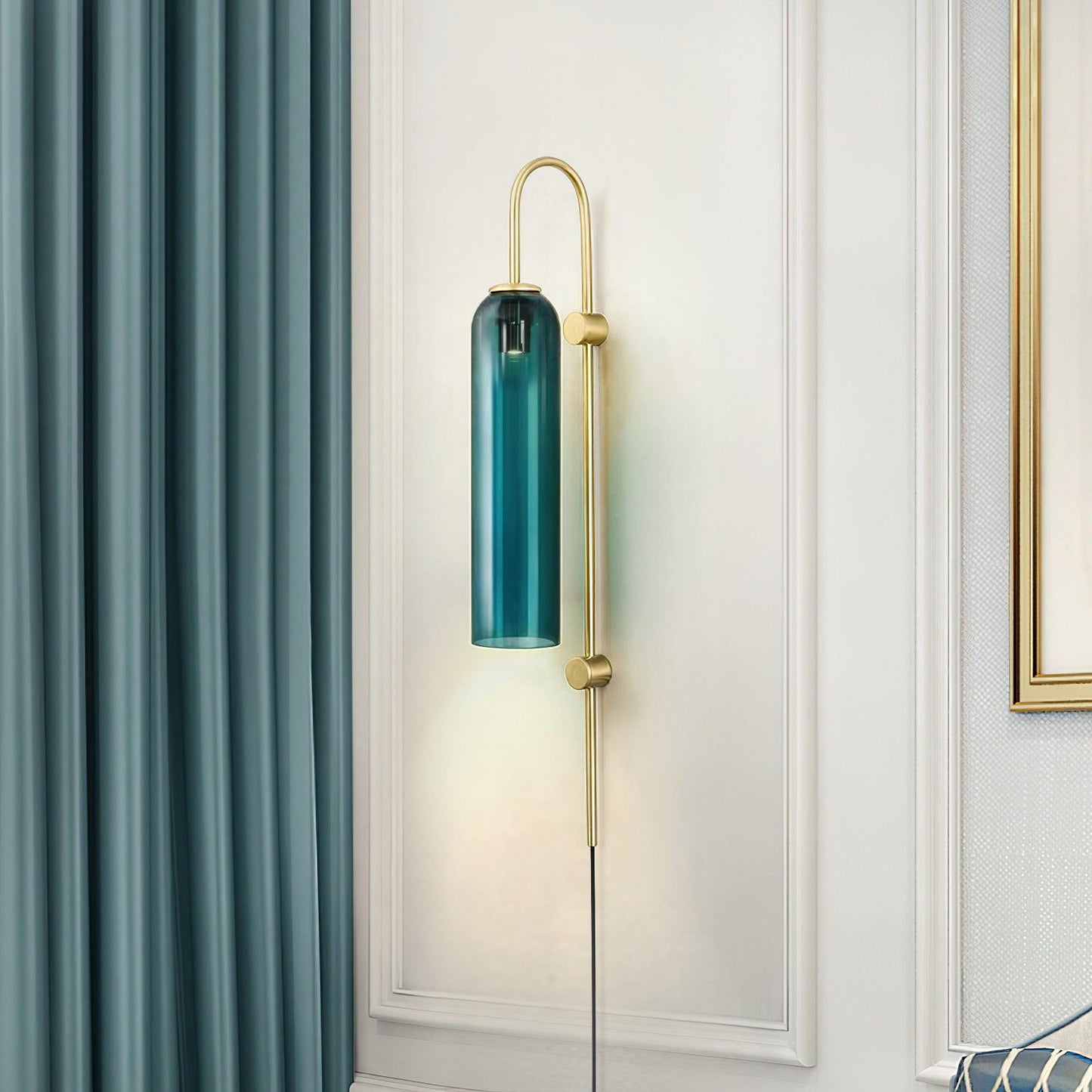 Sleek Glass Plug-In Wall Lamp with Adjustable Brightness & Easy Instal