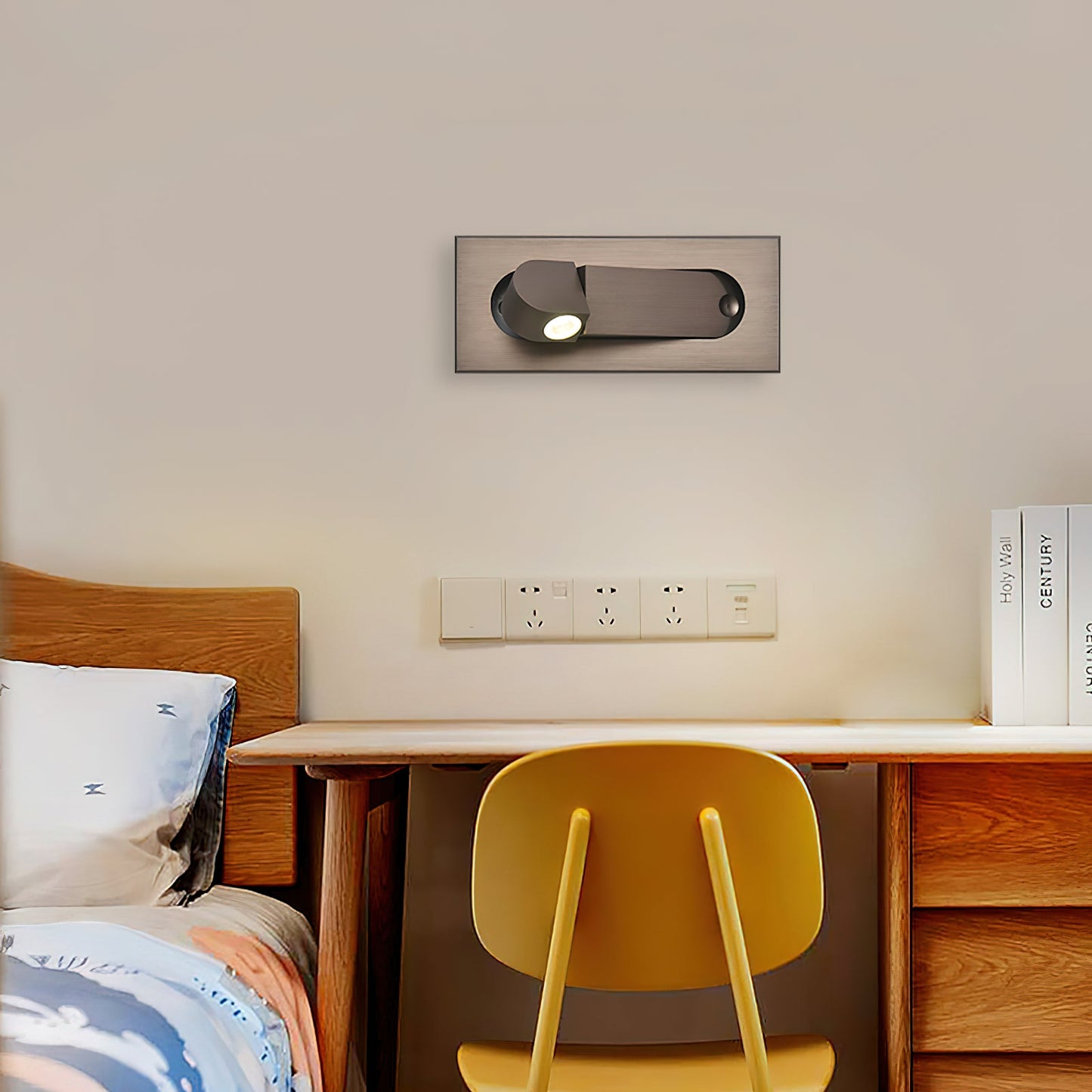 Sleek LED Bedside Reading Light with Adjustable Brightness and Touch C