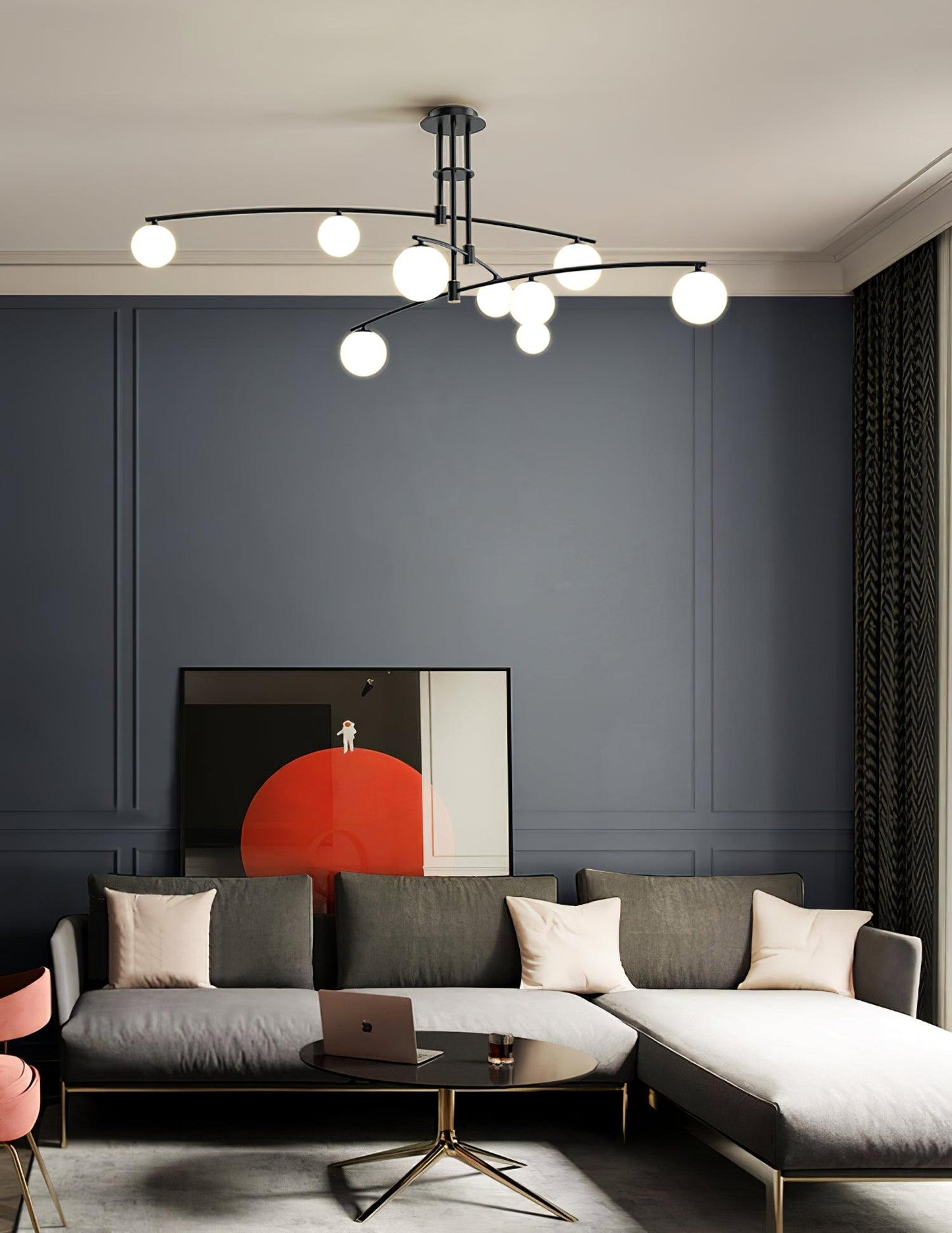 Elegant Long Arm Chandelier with Adjustable Arms and Dimmable Lighting