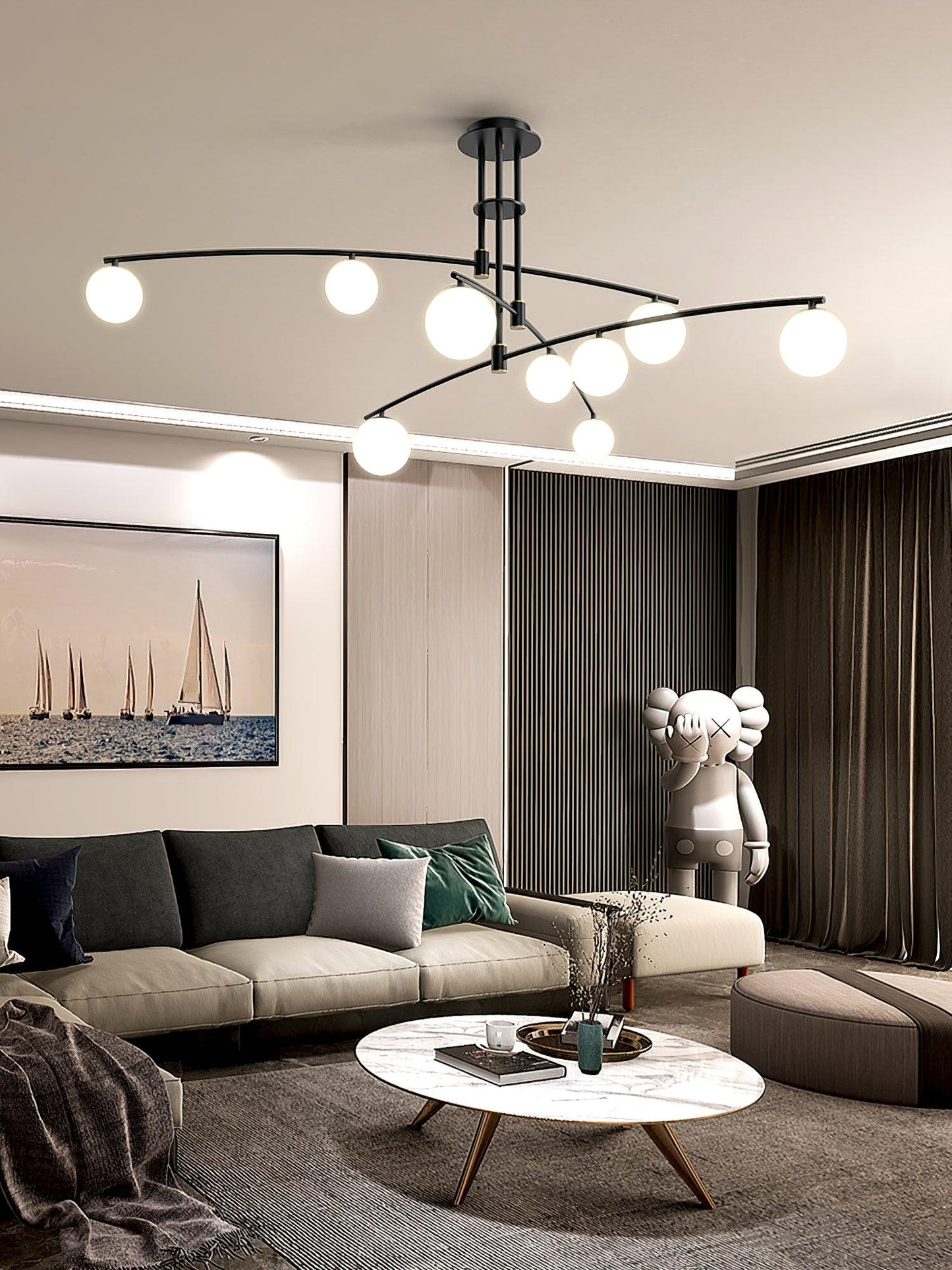 Elegant Long Arm Chandelier with Adjustable Arms and Dimmable Lighting